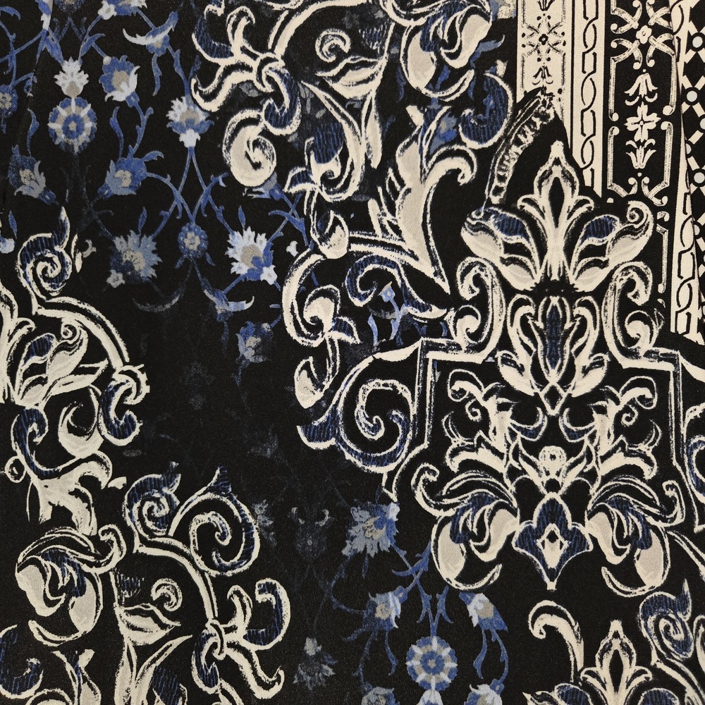 White House Black Market Blue Black Floral Dress Women's Size Small Square Neck - Picture 4 of 8